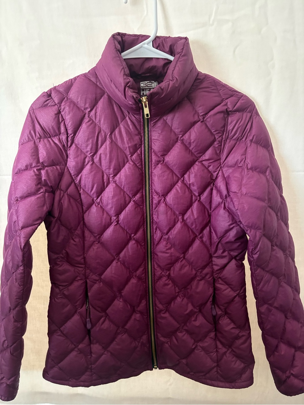 32 Degrees Diamond-Quilt Plum Puffer Jacket